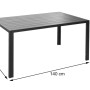 Anthrazitfarbener Alu-Esstisch N40, 140x80x72 cm, mit pulverbeschichteter Aluminiumplatte. Wetterfester Gartentisch.