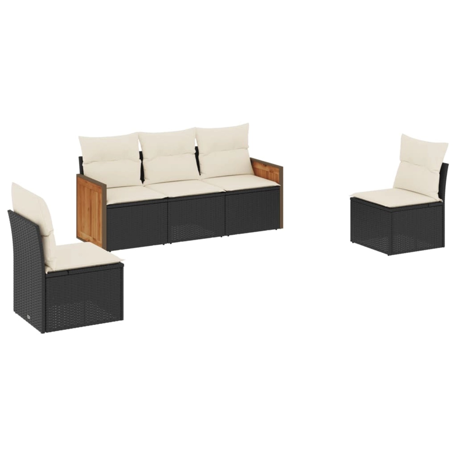 vidaXL 5-Tlg Garten-Sofagarnitur mit Kissen Schwarz Poly Rattan 3227526 günstig online kaufen