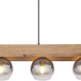 Moderne Globo Pendelleuchte Moitas, 6-flammig, schwarz matt mit rauchfarbenen Glasschirmen.