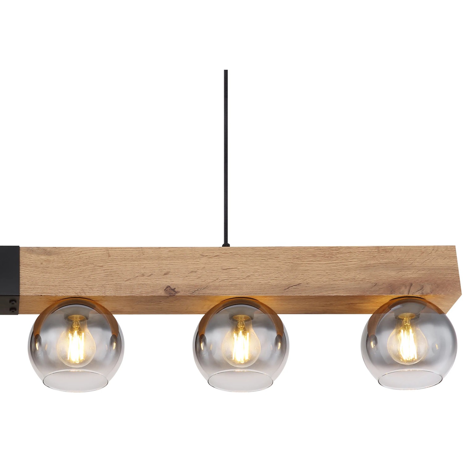 Moderne Globo Pendelleuchte Moitas, 6-flammig, schwarz matt mit rauchfarbenen Glasschirmen.