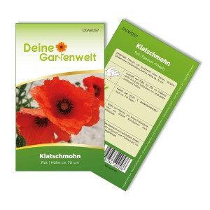 Samenpackung Klatschmohn Rot, einjährige Sommerblume für naturnahe Gärten.