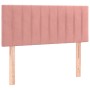 Rosa vidaXL Boxspringbett mit Samt-Kopfteil und Holzfüßen, 90x190 cm.