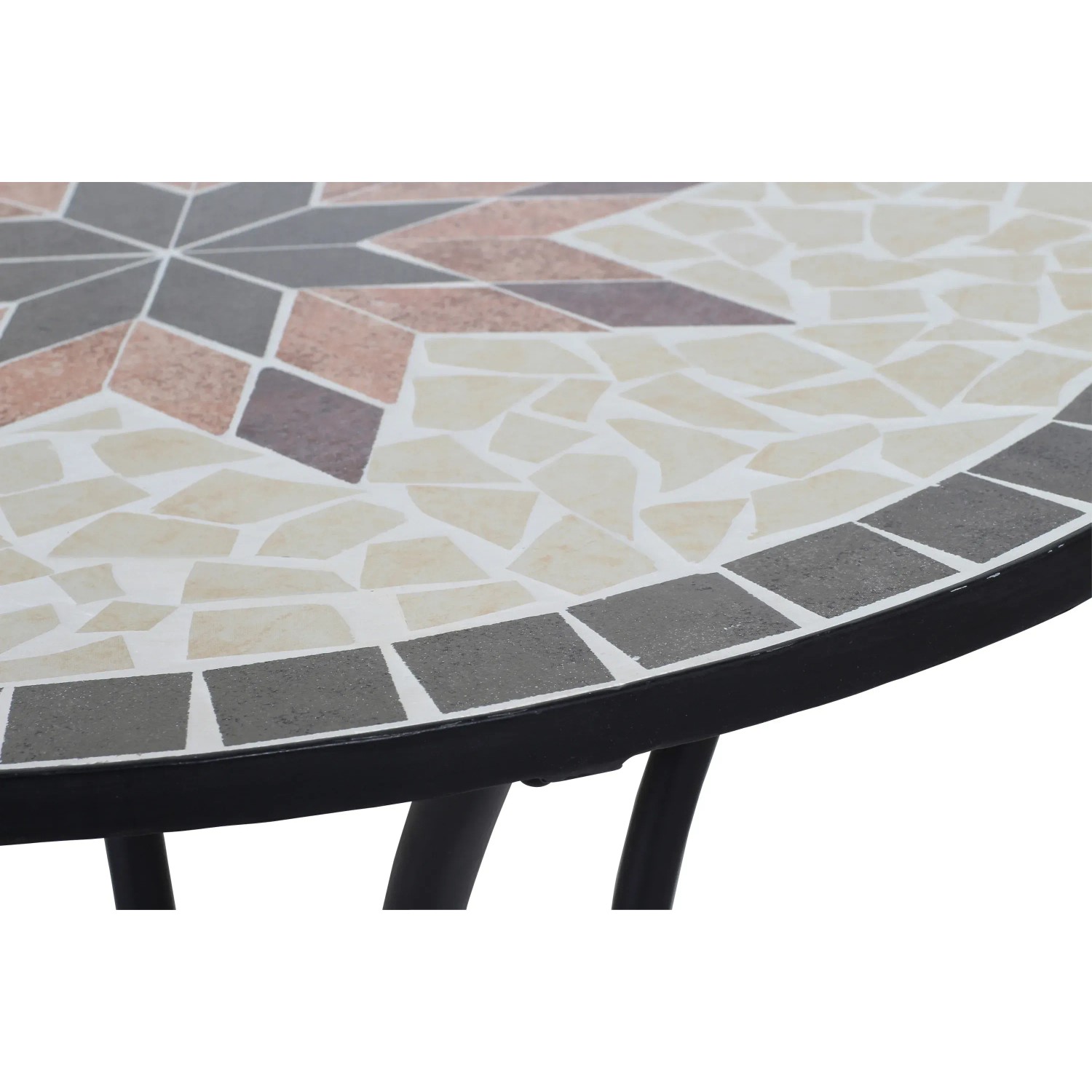 Runder, grauer Siena Garden Gartentisch Stella mit Mosaikmuster, Ø 70 cm.