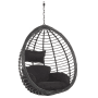 Schwarzer Beliani Hängesessel (97x106x199) mit Rattan-Optik und Kissen.