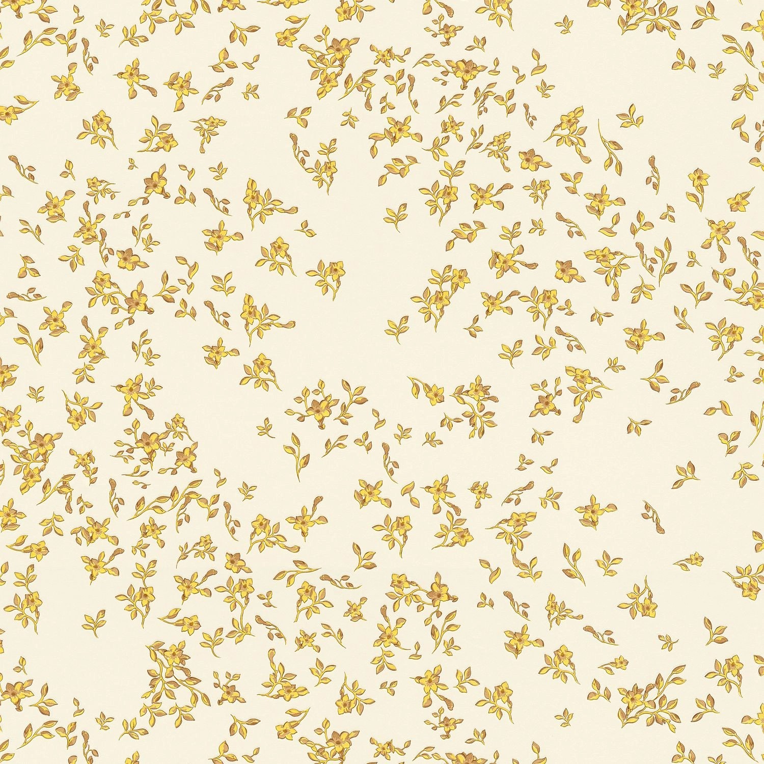 PROFHOME 935855-GU Blumen Tapete Floral Schimmernd Gold Gelb Beige 7,035 m2 günstig online kaufen