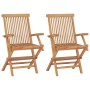vidaXL Gartenstühle mit Roten Kissen 2 Stk Massivholz Teak 3062508_3