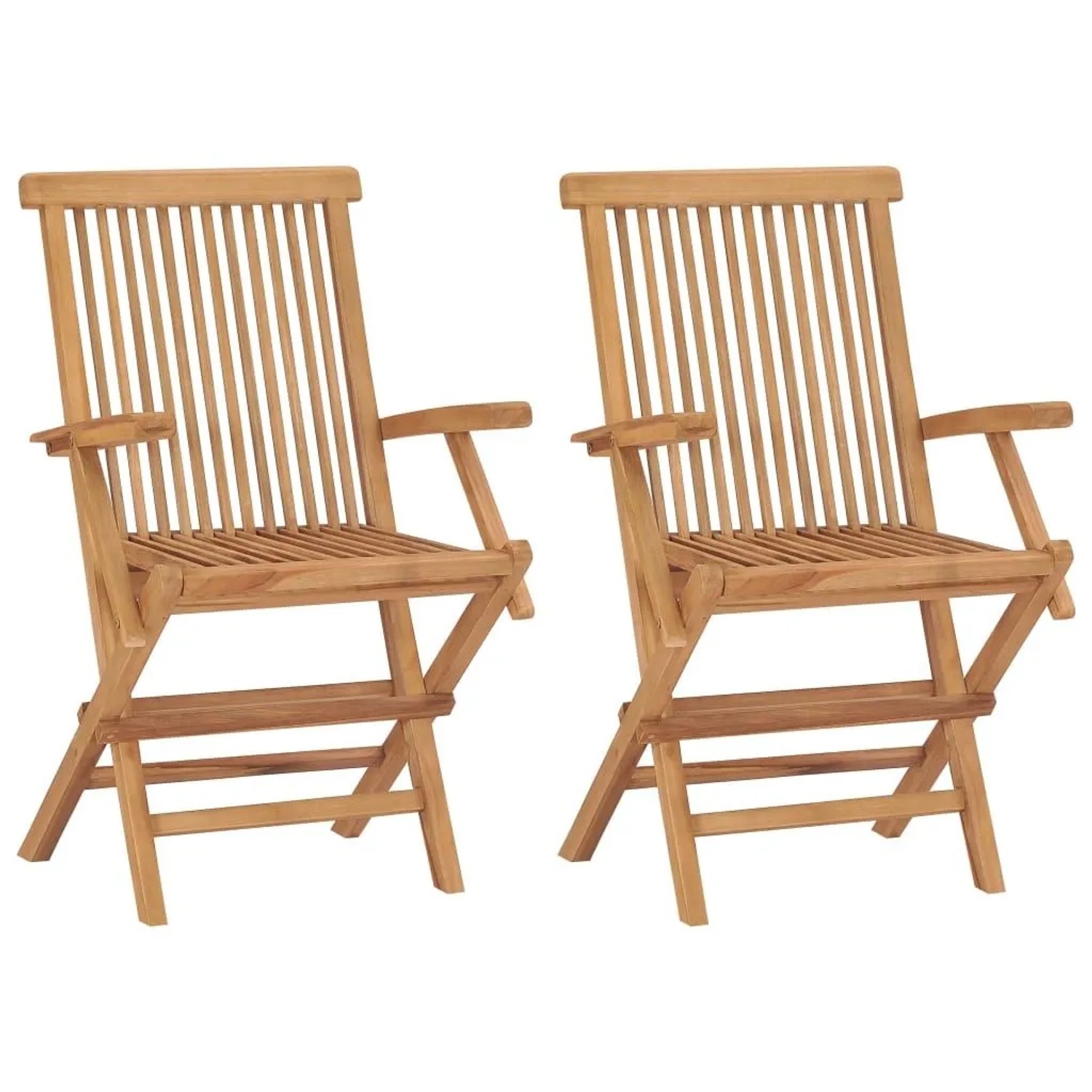 vidaXL Gartenstühle mit Roten Kissen 2 Stk Massivholz Teak 3062508_3