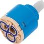 Keramikkartusche Ø 35 mm für Niederdruck-Waschtischarmatur, blau und beige.