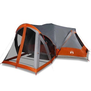 vidaXL Tipi-Familienzelt 8 Personen Grau und Orange Wasserdicht 94739