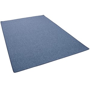 Dunkelblauer Feinschlingen Velour Teppich Strong, 100x100cm. Kurzflorteppich für Fußbodenheizung.