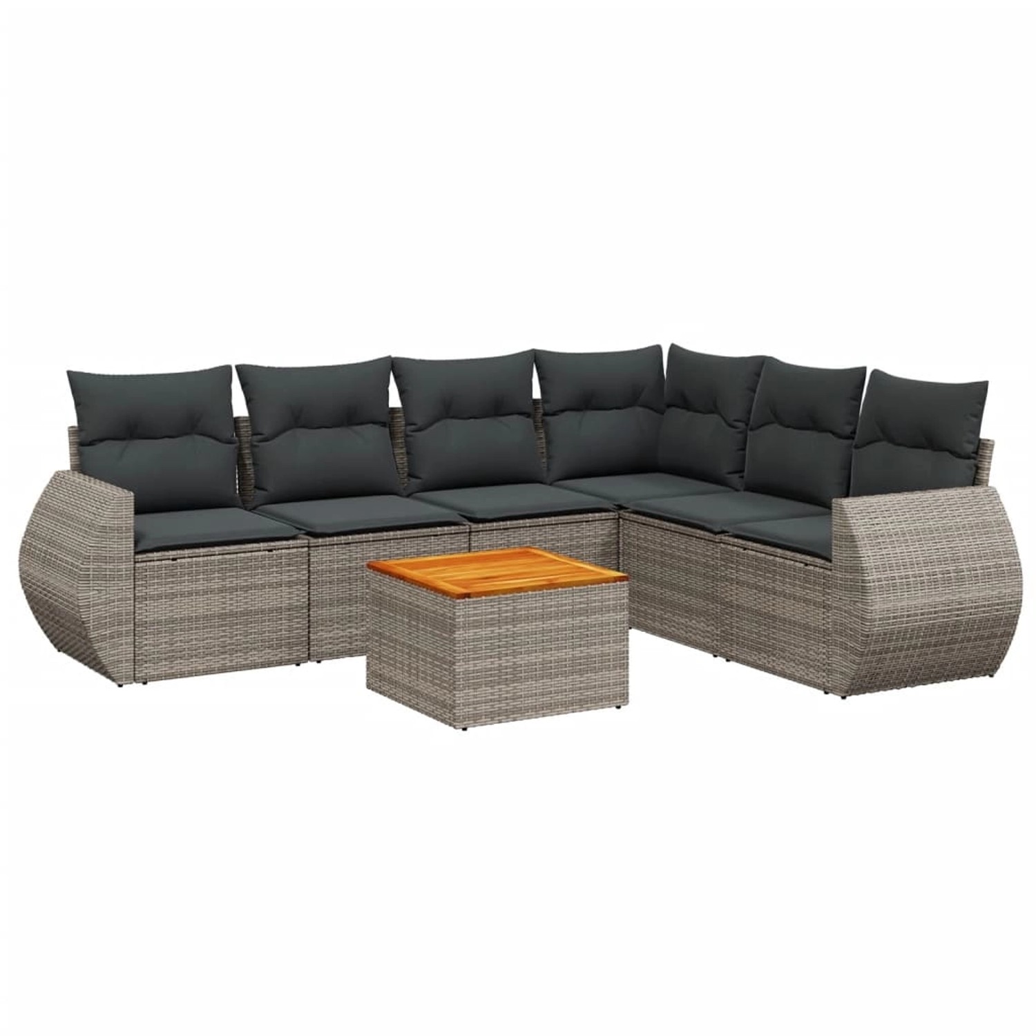 vidaXL 7-Tlg Garten-Sofagarnitur mit Kissen Grau Poly Rattan 3225024 günstig online kaufen