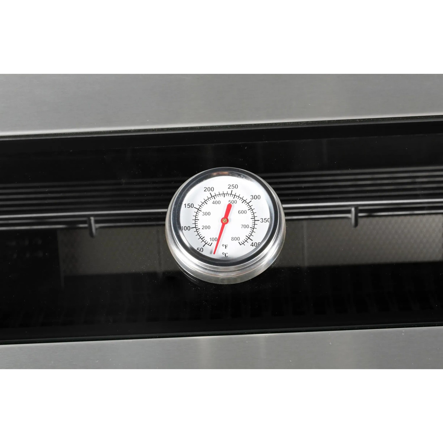 Detailaufnahme: Thermometer in der Edelstahl-Outdoorküche Buschbeck Brighton.