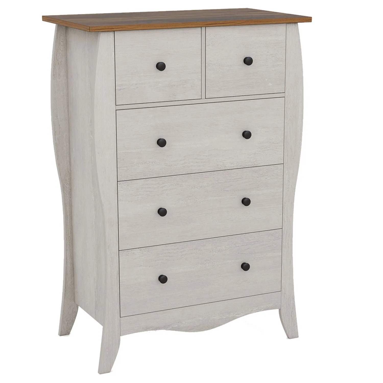 Costway Kommode 5 Schubladen Landhausstil Stoff Holz Grau günstig online kaufen