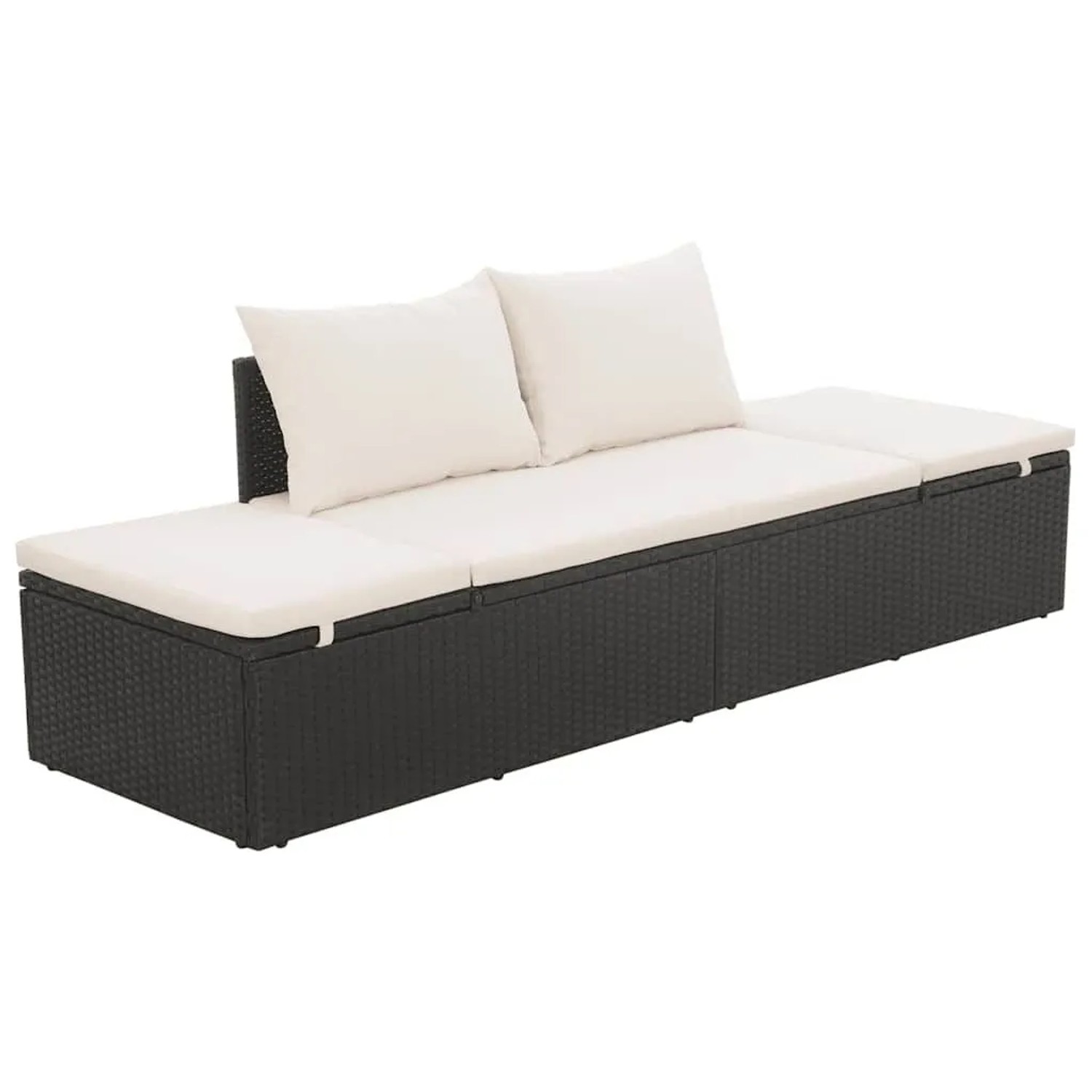 vidaXL Gartenbett Schwarz 195×60 cm Poly Rattan 43953