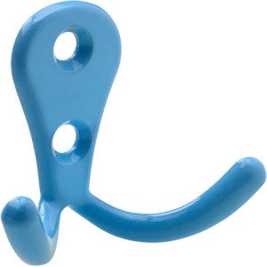 Hellblauer Hettich Mantelhaken aus Zinkdruckguss, 44x54x24 mm, für die Garderobe.