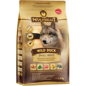 Wolfsblut Hundetrockenfutter Wild Duck Small Breed, 7,5 kg, mit Ente und Kartoffeln für kleine Hunderassen.