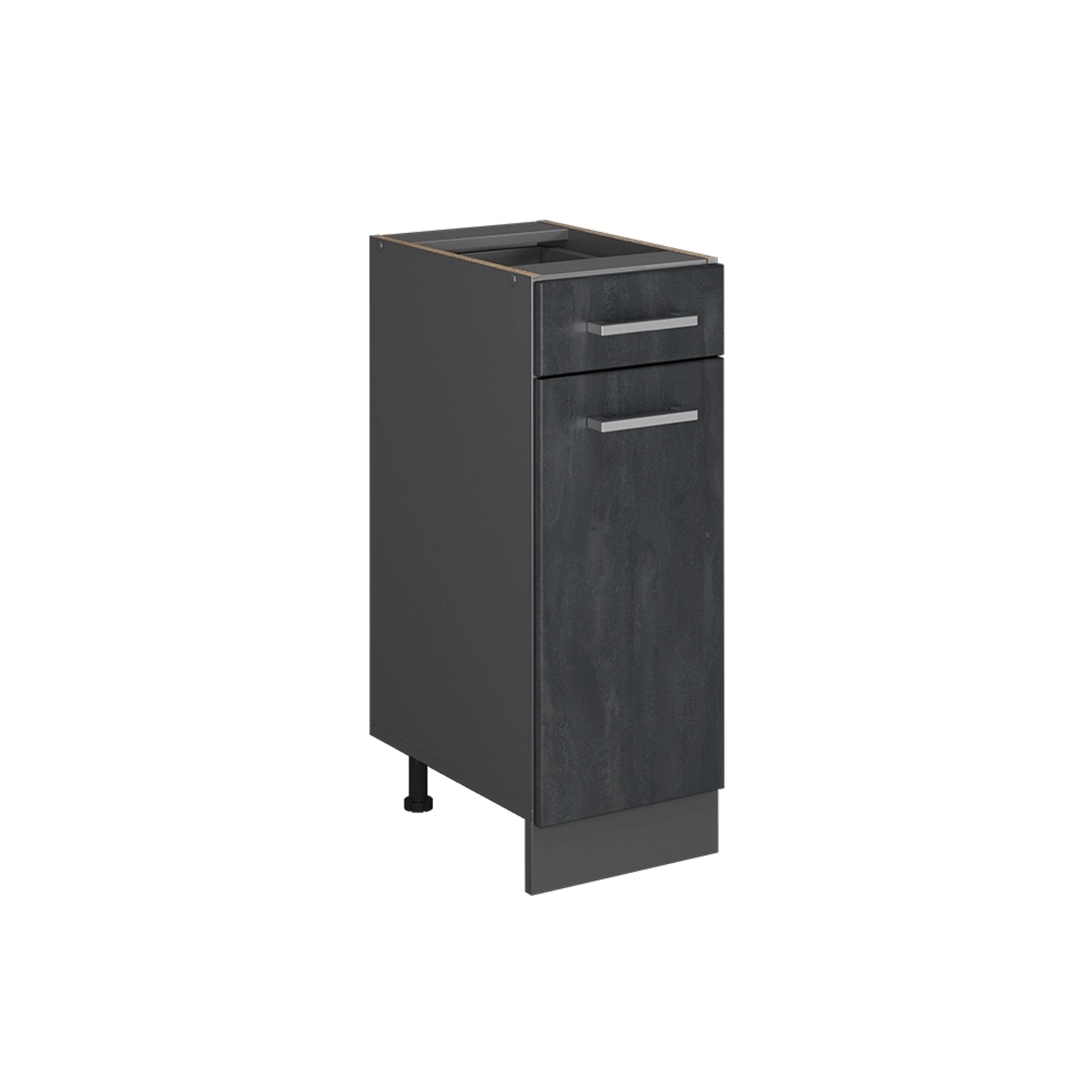 Vicco Küchenunterschrank R-Line Schwarz Beton 30 cm ohne Arbeitsplatte mit Anthrazit Korpus