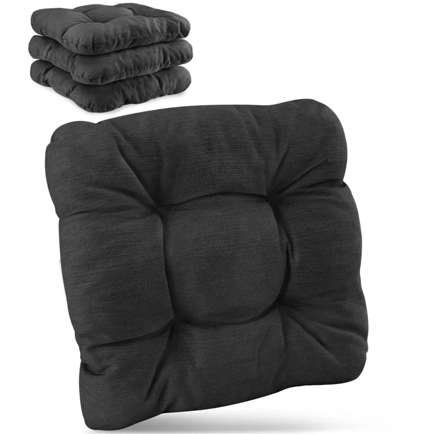 Beautissu 4er Set Premium Stuhlkissen Anthrazit HighLux SK 35x35x8cm