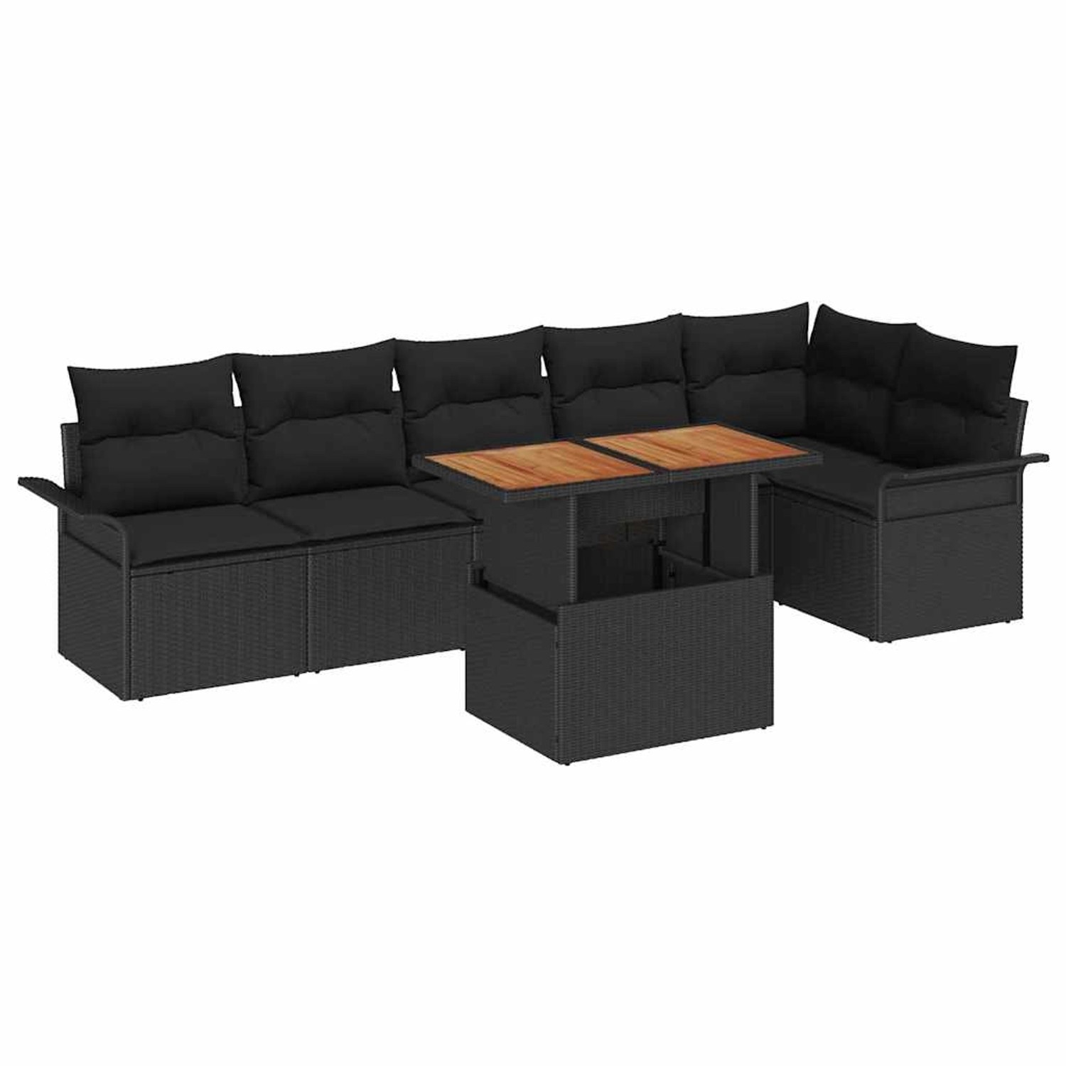 vidaXL Garten-Sofa-Set mit Speicher 7-Tlg Schwarz Poly Rattan 3358081 günstig online kaufen