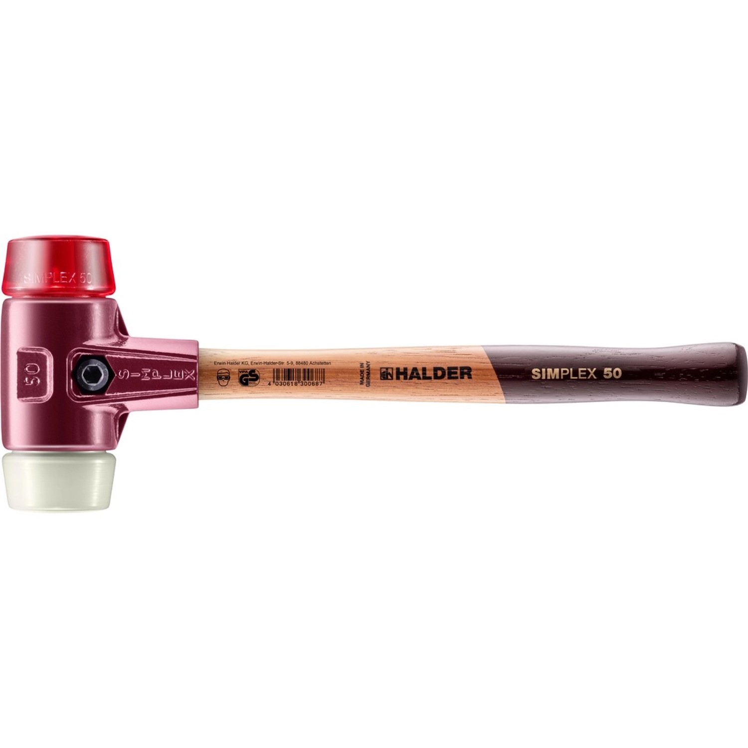 Halder Simplex Schonhammer Ø 50 mm Plastik Rot   Nylon mit Tempergussgehäus günstig online kaufen