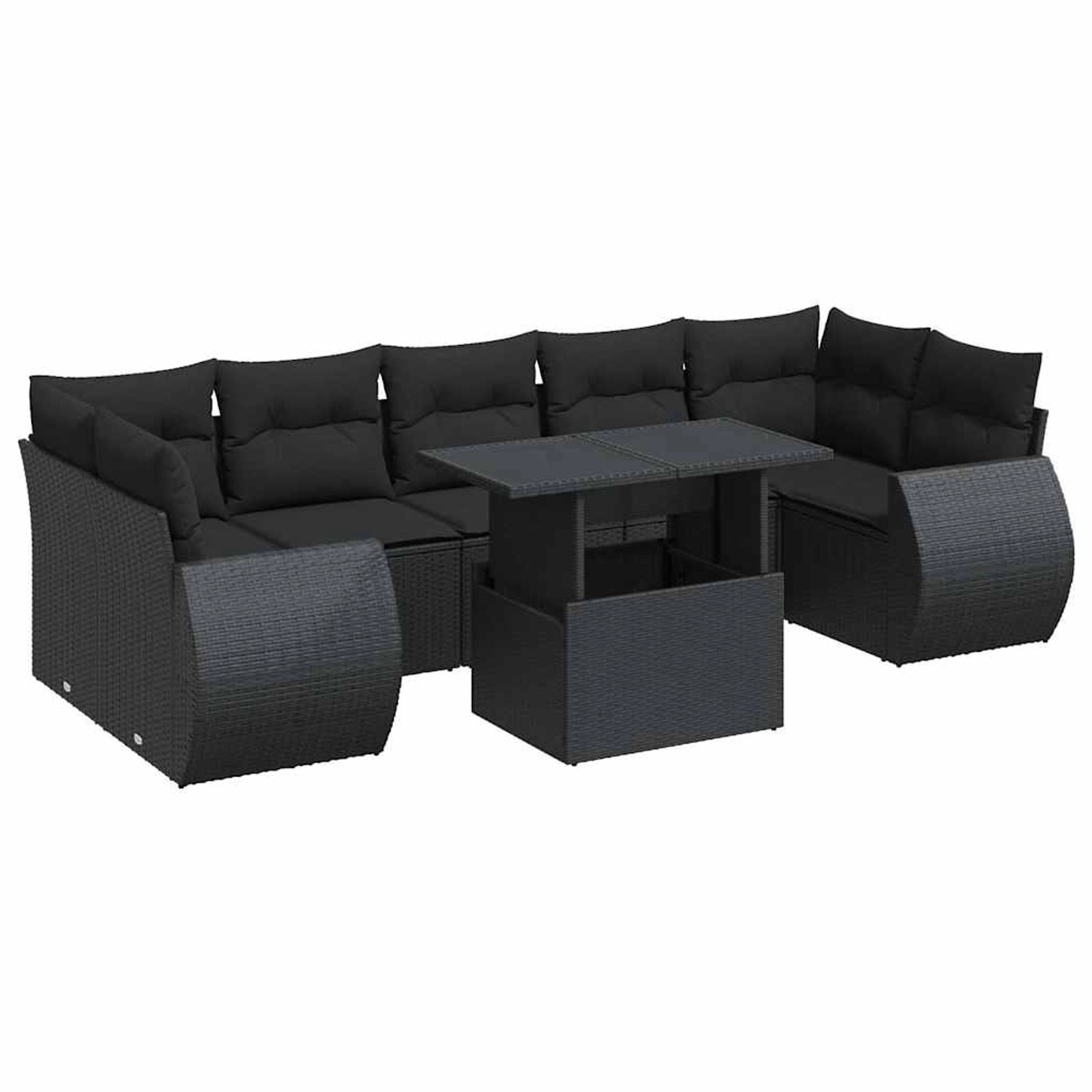 vidaXL 8-Tlg Garten-Sofagarnitur mit Kissen Schwarz Poly Rattan 3326596 günstig online kaufen