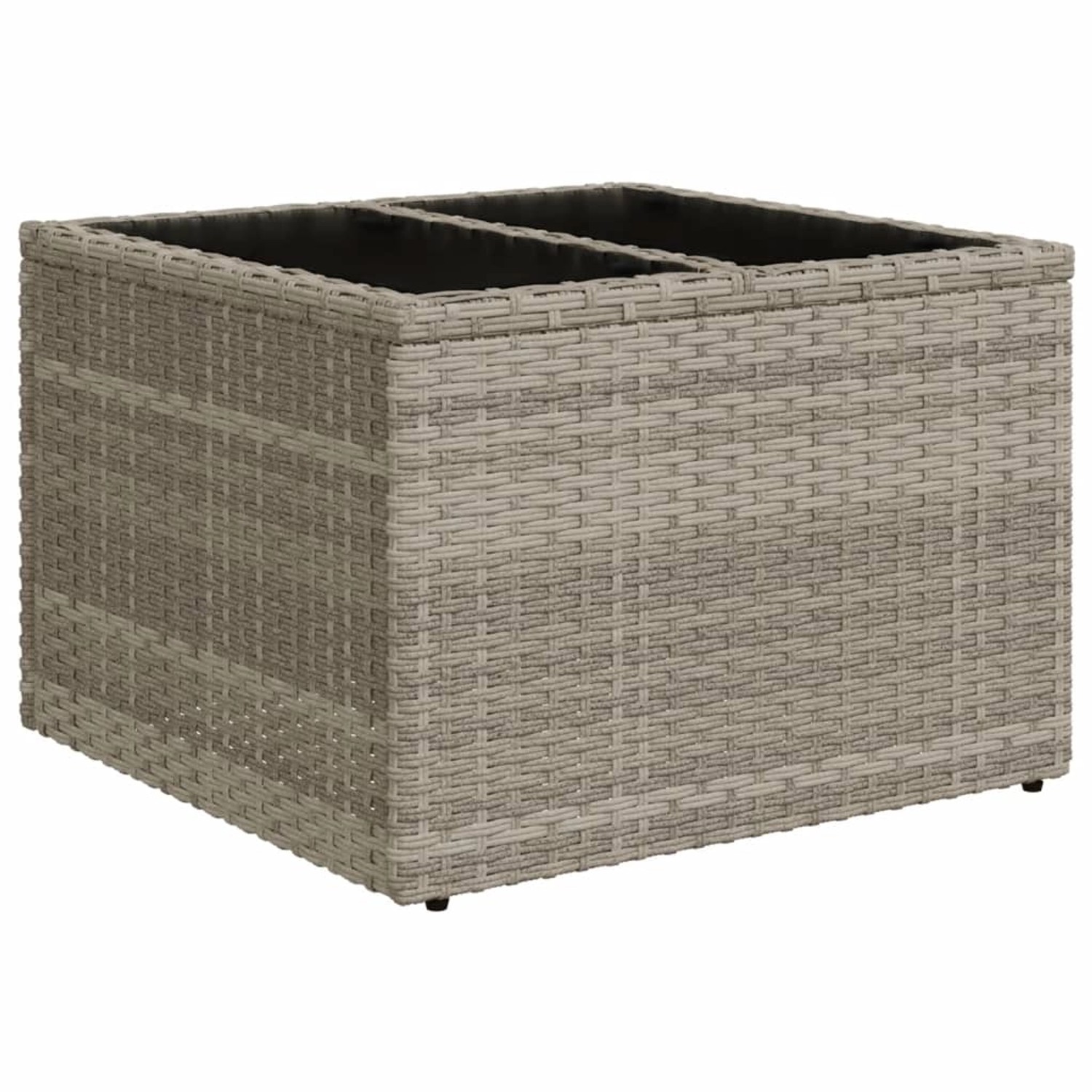 vidaXL Gartentisch mit Glasplatte Hellgrau 55x55x37 cm Poly Rattan 366182