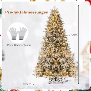 Costway Künstlicher Weihnachtsbaum mit Beleuchtung und Schnee 270cm
