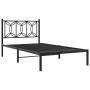Schwarzes Metallbettgestell 107x203 cm mit Kopfteil im modernen Design.