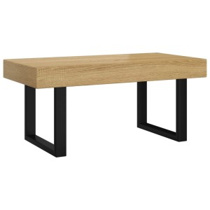 vidaXL Couchtisch, hellbraun/schwarz, 90x45x40 cm, MDF-Tischplatte mit schwarzen Eisenbeinen.