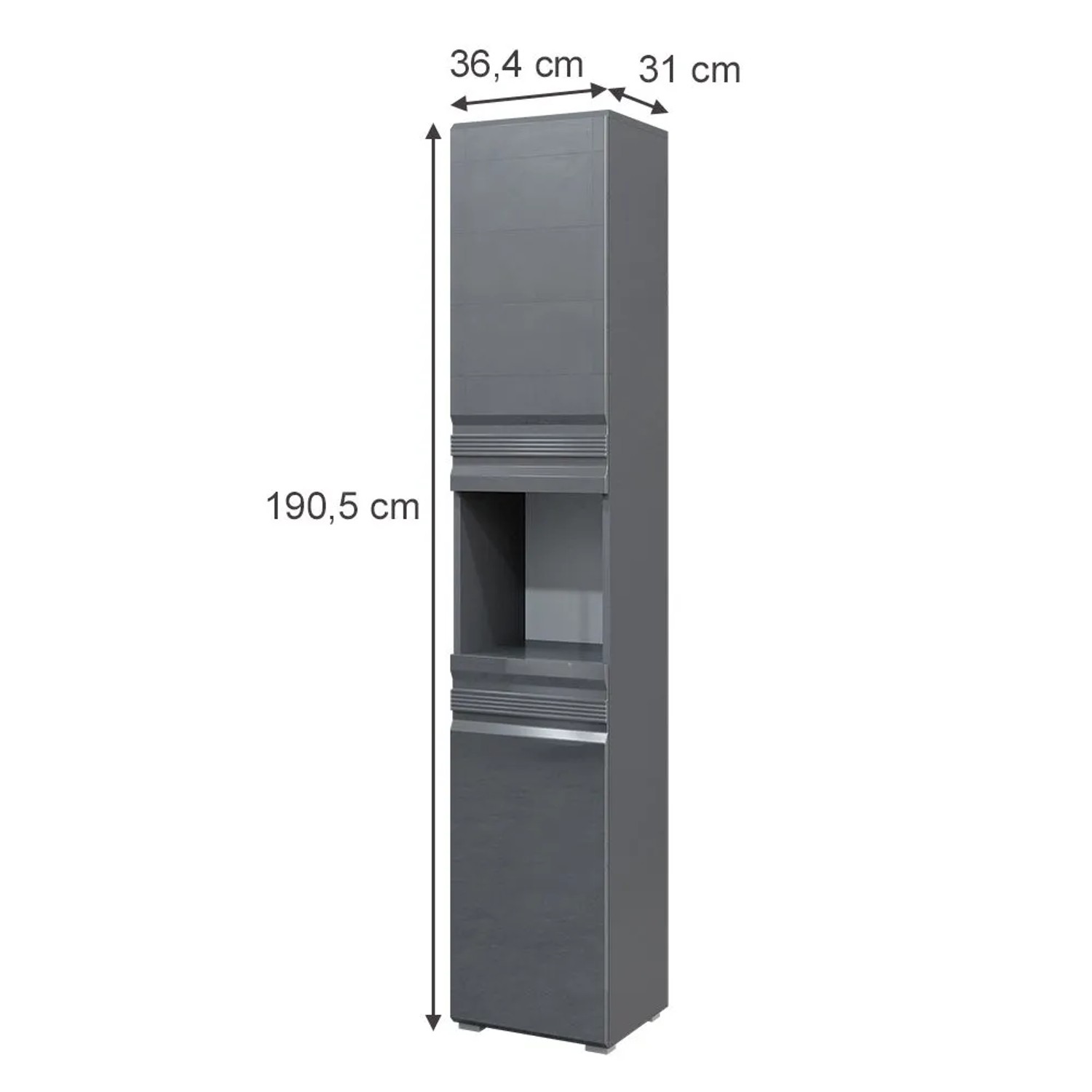 Vicco Badschrank Fredd Anthrazit Hochglanz 36 x 191_3
