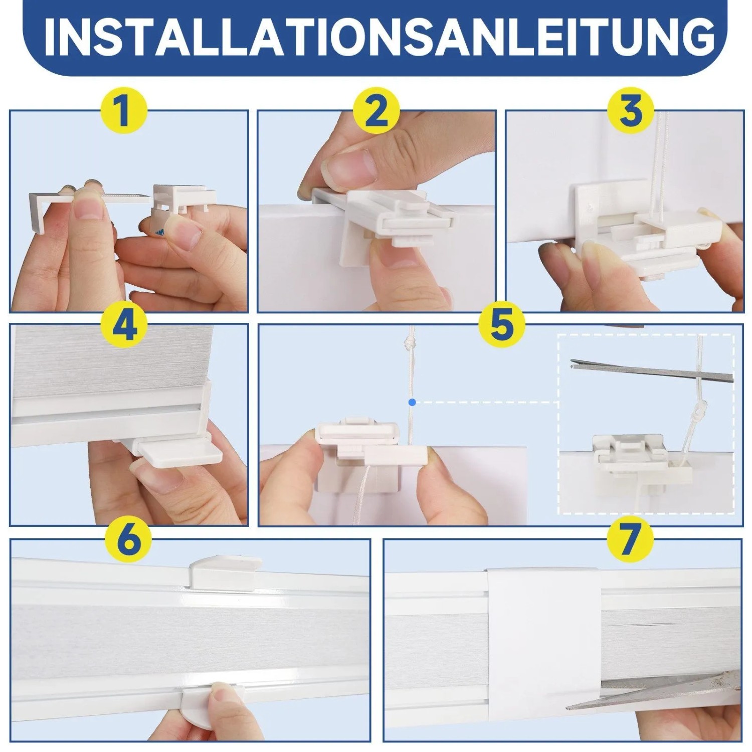 Anleitung zur Montage des beigen Sekey Wabenplissees ohne Bohren in 7 Schritten.