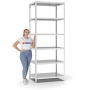 PROREGAL Fachbodenregal, Schraubsystem, lichtgrau, 6 Böden, 250x100x60 cm, beidseitig nutzbar.