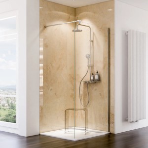 Schulte ExpressPlus Duschrückwand Decodesign Kalkstein-Hell, 100x255cm, hochglänzend.