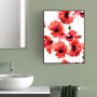 Anthrazitfarbener Medizinschrank XXL mit Mohnblumen-Motiv im Badezimmer.
