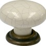 Knopf SP65, Porzellan Altmessing brüniert für Möbel, beige-grau gesprenkelt.