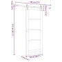 Technische Zeichnung der weißen vidaXL Schiebetür aus Kiefernholz und Glas mit Maßen 83x211 cm.