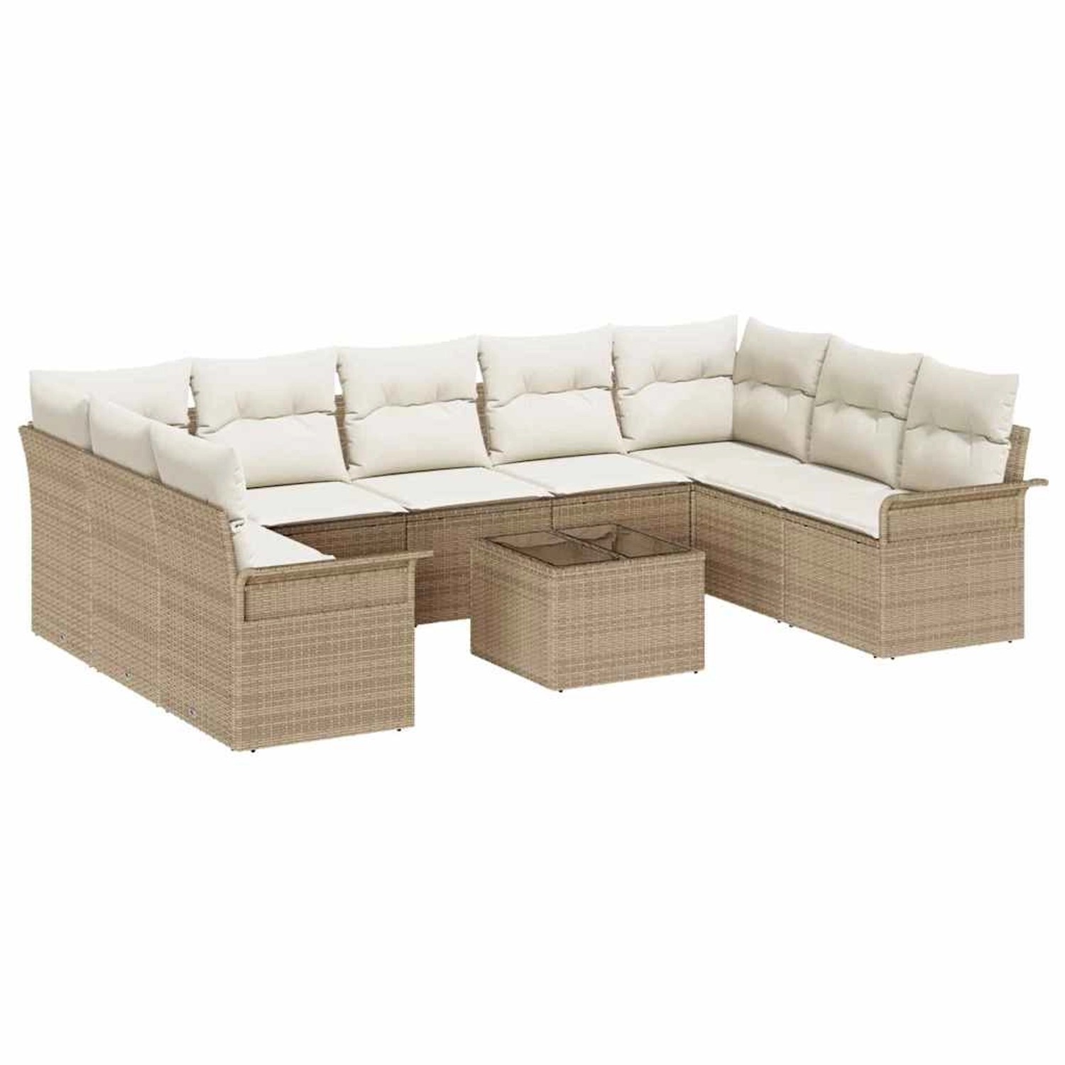 vidaXL Garten-Sofa-Set mit Kissen 10-Tlg Braun Poly Rattan 3354200 günstig online kaufen