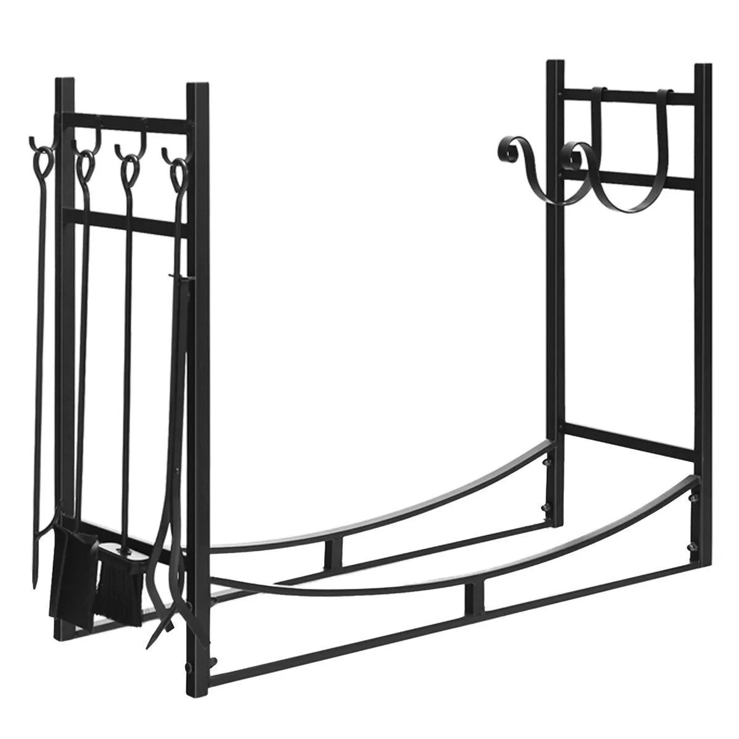 Costway Kaminholzregal mit 4 Kaminbestecken 90 x 33 x 76 cm