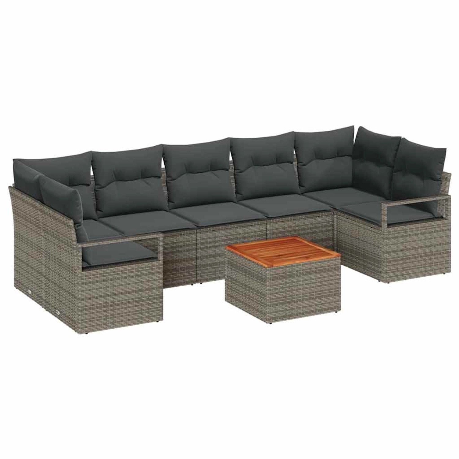 vidaXL Garten-Sofa-Set mit Kissen 8-Tlg Grau Poly Rattan 3347671 günstig online kaufen