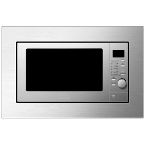 PKM Einbau-Mikrowelle MW800.8-20G-EB, silberne Edelstahl-Mikrowelle mit Grill und LED-Anzeige.