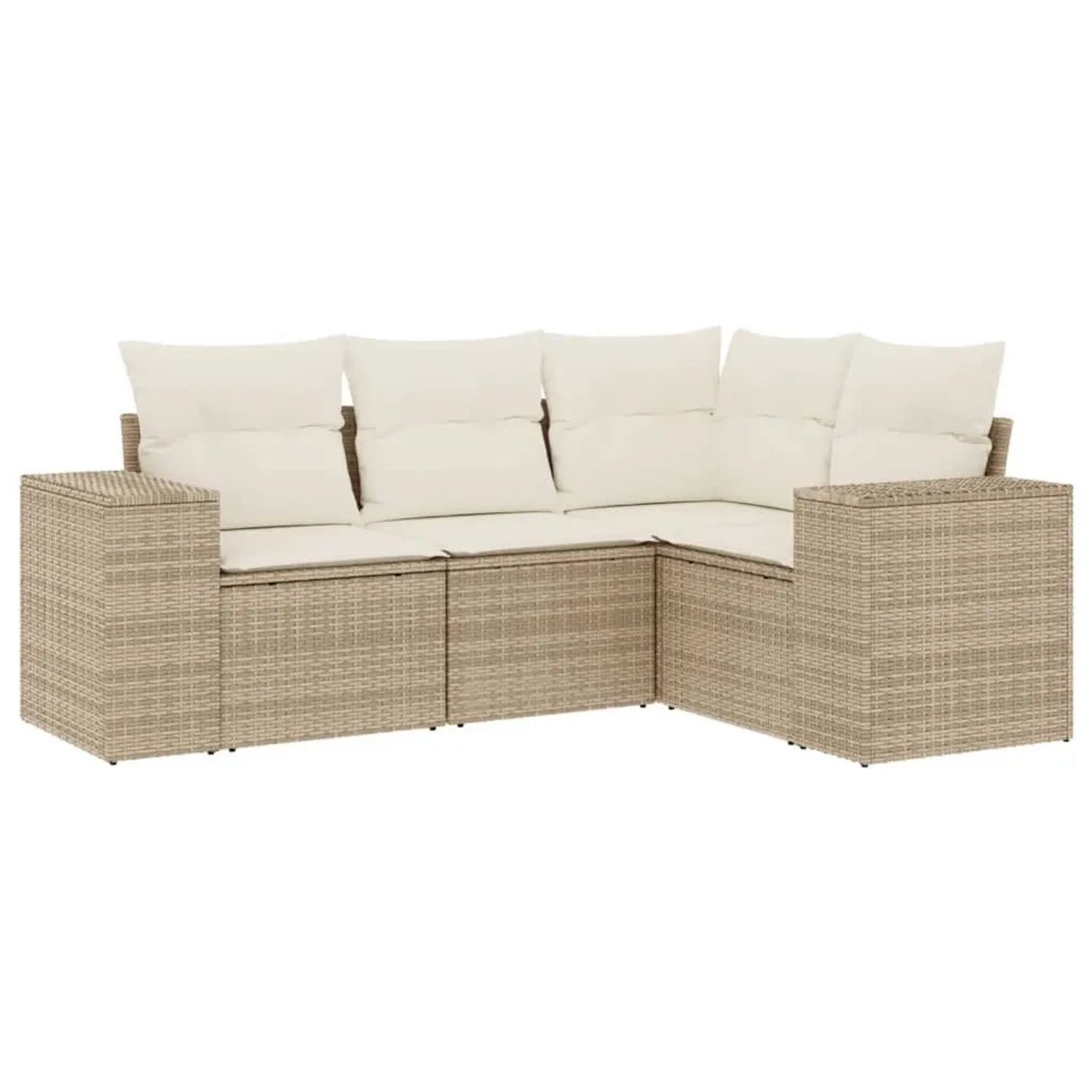 vidaXL 4-Tlg Garten-Sofagarnitur mit Kissen Beige Poly Rattan 3222507
