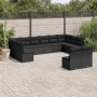 Schwarze 12-tlg. vidaXL Garten-Sofagarnitur aus Poly Rattan mit Kissen auf einer Terrasse.