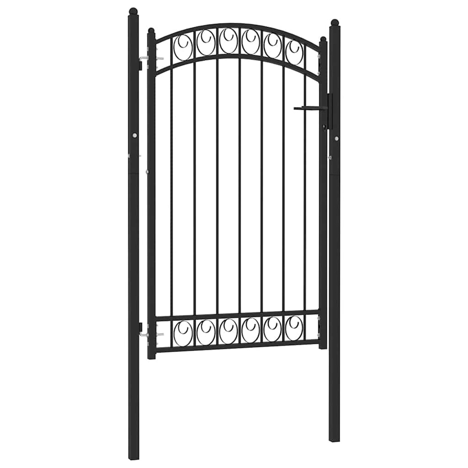 vidaXL Zauntor mit Gewölbter Spitze Stahl 100x150 cm Schwarz 146370 günstig online kaufen