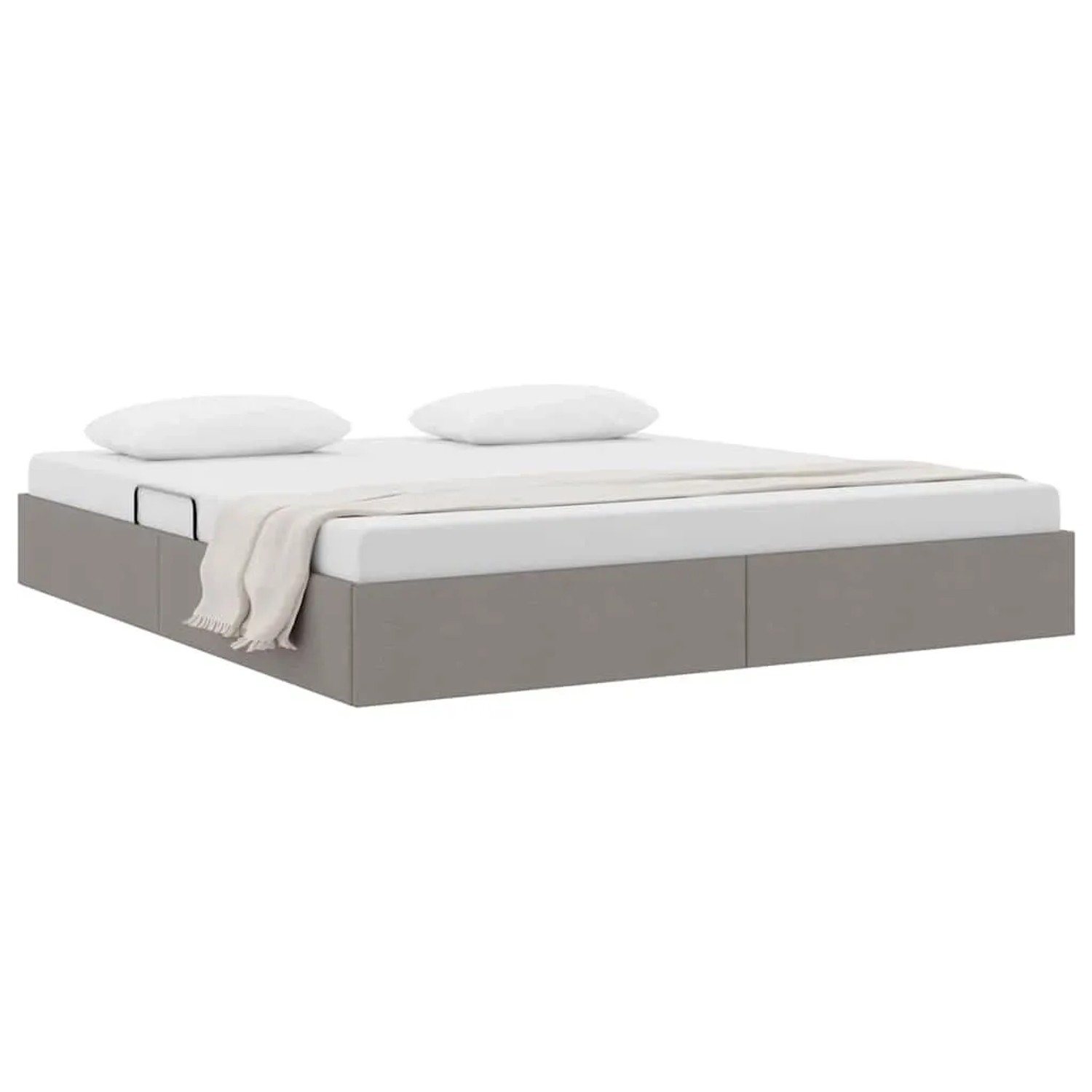 vidaXL Aufbewahrungsbett mit Kopfteil Taupe 180 x 200 cm Stoff 3370031