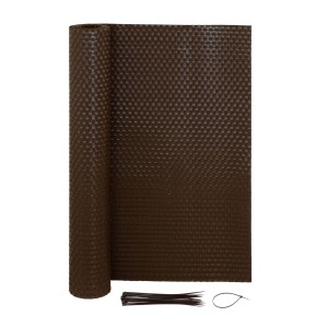 Braune Jardinion Sichtschutzmatte (3x0,9m) aus Kunststoff mit Kabelbindern.