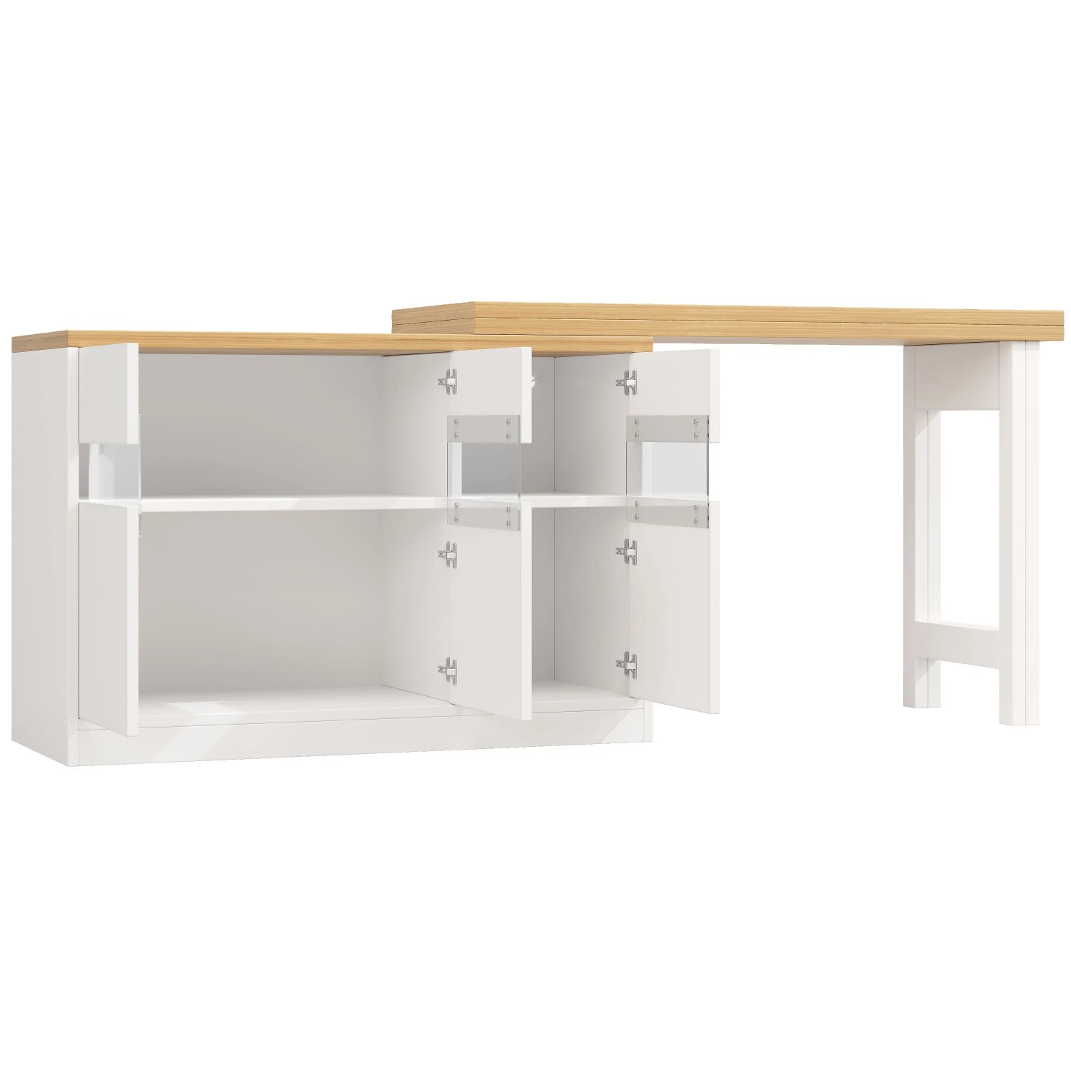 okwish Bartisch mit LED Beleuchtung Drehfunktion Stauraum Küche 120x40x180cm Weiß