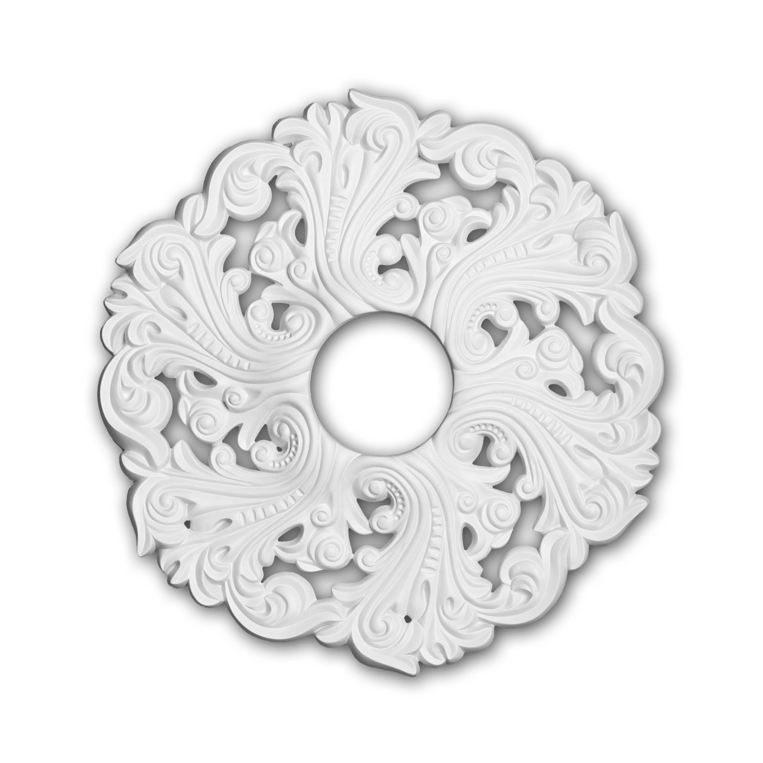 PROFHOME 156003 RoSette aus Polyurethan Stuck DeckenroSette Zierelement 52 cm 52 cm x 3,5 cm Weiß