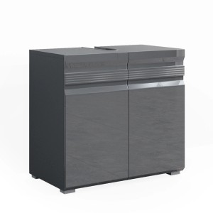 Vicco Waschbeckenunterschrank Freddy, Anthrazit Hochglanz, 60 cm breit. Badmöbel mit zwei Türen.