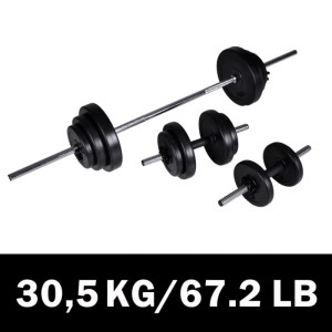 vidaXL Langhantel 2 Kurzhantelset 30,5kg 90377
