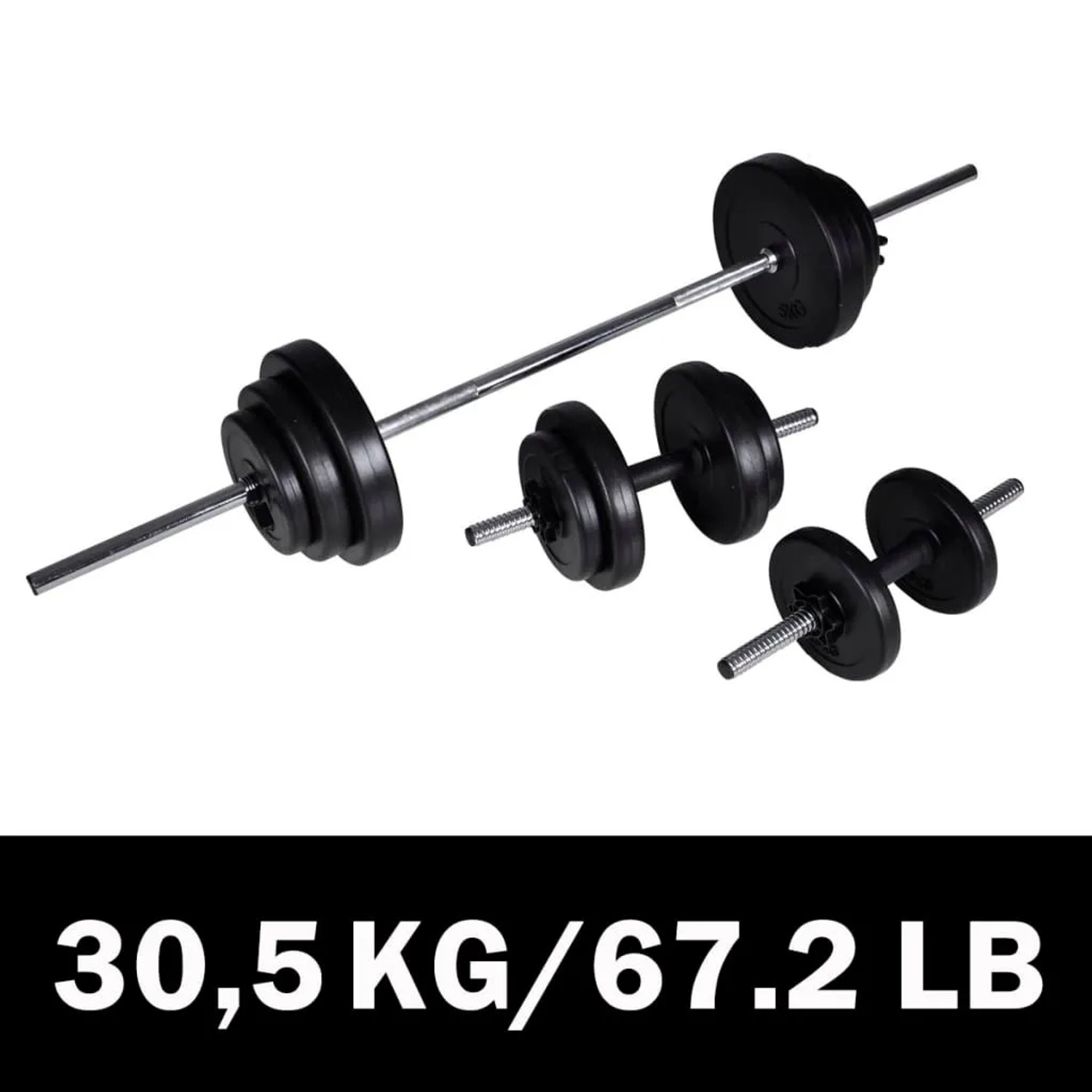 vidaXL Langhantel 2 Kurzhantelset 30,5kg 90377